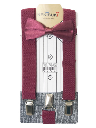 1020-4 Подтяжки+бабочка (бордо размер 86-122)