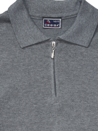 2751 Джемпер/поло д/м (серый меланж весь размерный ряд)