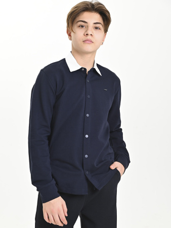 4816 Рубашка трик.(батал) дл.р. д/м (темно-синий,белый весь размерный ряд)