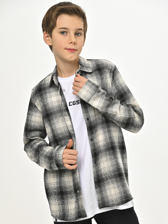 2700 Рубашка д/м клетка  (черный,кремовый весь размерный ряд)