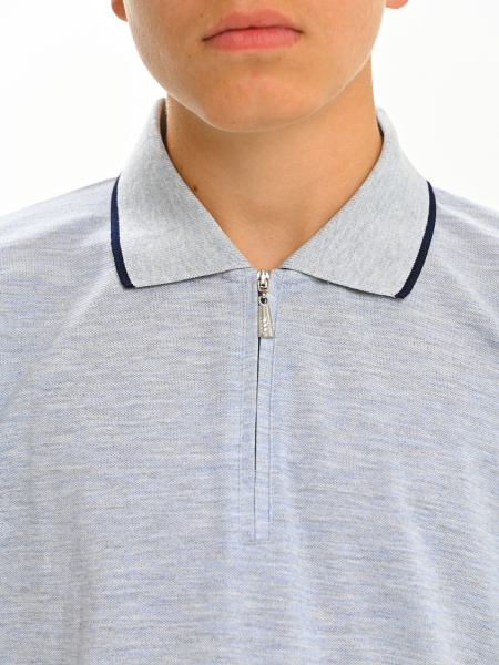 2749 Поло к.р. д/м (голубой меланж весь размерный ряд)