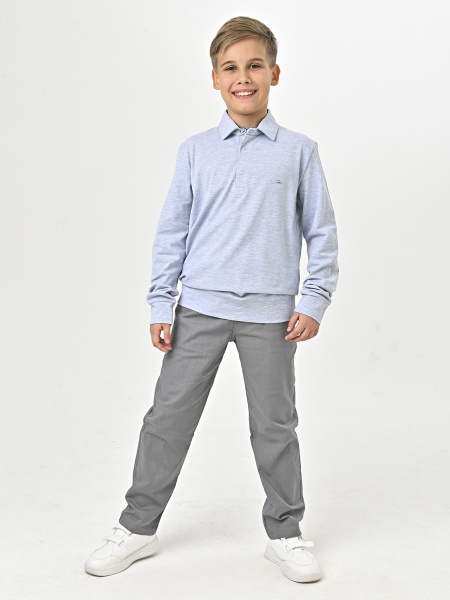 4359 Поло дл.р. д/м (серый меланж весь размерный ряд)