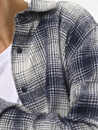 2699 Рубашка д/м клетка  (синий,кремовый весь размерный ряд)