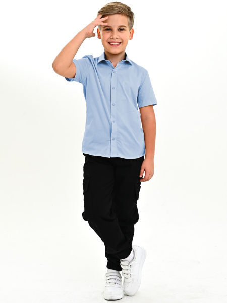 4077 Рубашка к.р. д/м (голубой весь размерный ряд)