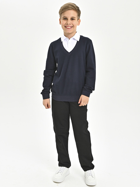 5007 Джемпер/обманка д/м (темно-синий,белый весь размерный ряд)