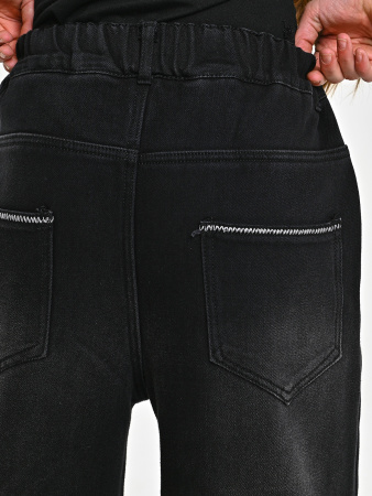 T8045-Ch Джинсы утепленные д/д (черный весь размерный ряд)