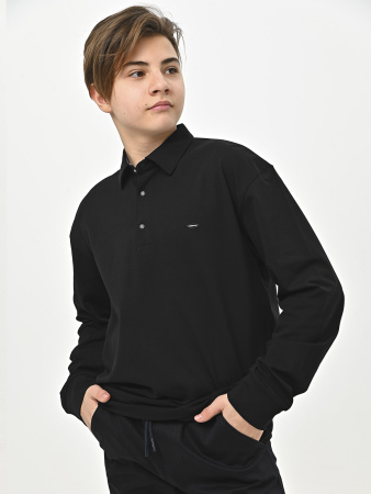 4926 Поло дл.р. д/м оверсайз (черный весь размерный ряд)