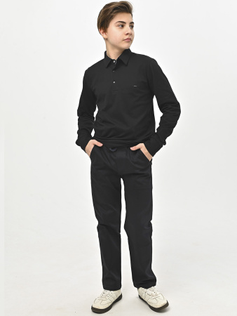 4948 Поло дл.р. д/м (черный весь размерный ряд)