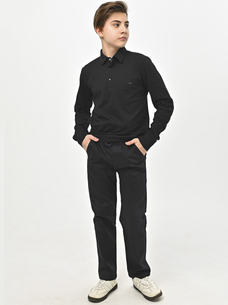 4948 Поло дл.р. д/м (черный весь размерный ряд)