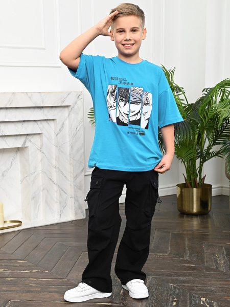 3135 Футболка д/м оверсайз (бирюза весь размерный ряд)