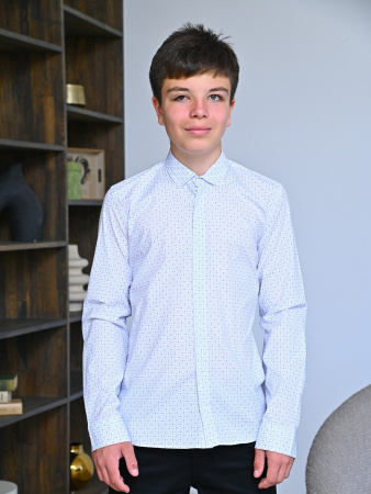 2586 Рубашка дл.р. д/м (белый,синий весь размерный ряд)