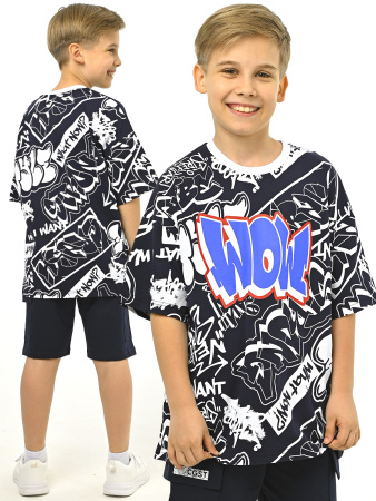 3152 Футболка д/м оверсайз (темно-синий весь размерный ряд)