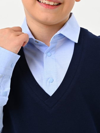 4238 Рубашка/обманка д/м (темно-синий,голубой весь размерный ряд)