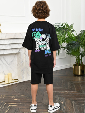 3016 Футболка д/м оверсайз (черный весь размерный ряд)