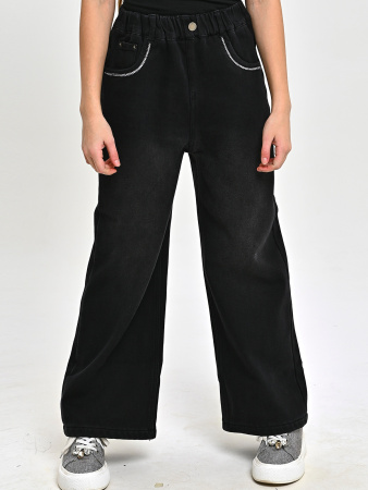 T8045-Ch Джинсы утепленные д/д (черный весь размерный ряд)