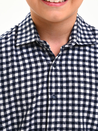 2703 Рубашка д/м клетка  (белый,черный весь размерный ряд)