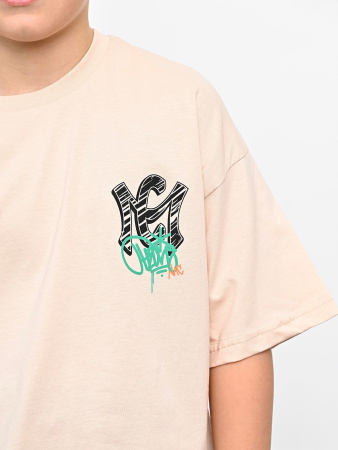 3016 Футболка д/м оверсайз (бежевый весь размерный ряд)