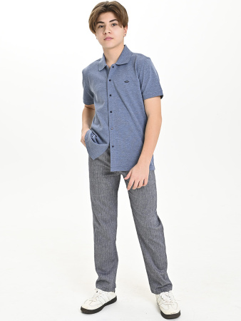 4802 Рубашка трик.(батал) к.р. д/м (джинсовый меланж весь размерный ряд)