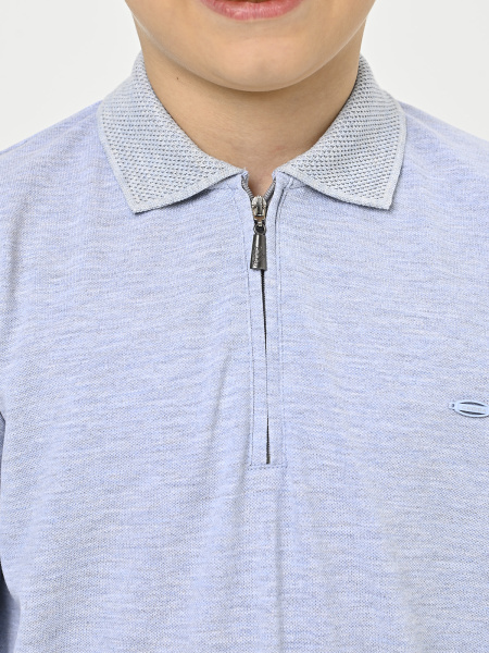 4348 Поло дл.р. д/м (серый меланж весь размерный ряд)