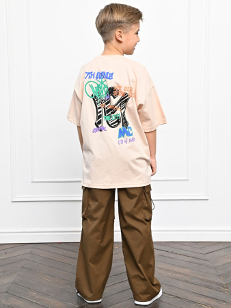 3016 Футболка д/м оверсайз (бежевый весь размерный ряд)