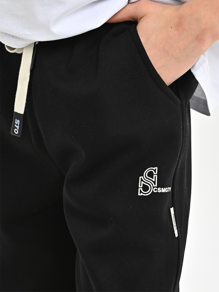 B020-8-Ch Брюки спорт утепл. д/м (черный весь размерный ряд)