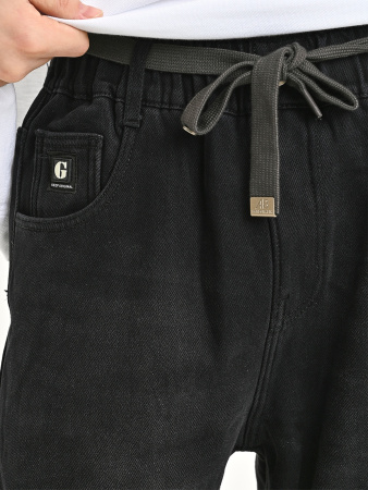 25383-Ch Джинсы утепленные д/м (черный весь размерный ряд)