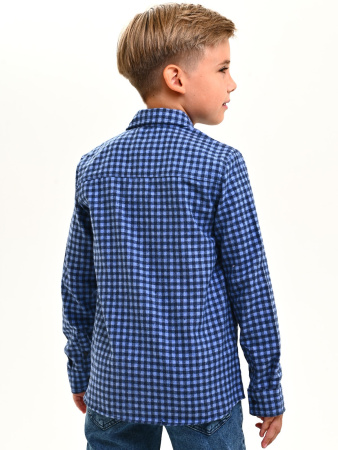 2702 Рубашка д/м клетка  (синий,голубой весь размерный ряд)