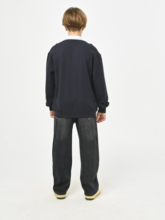 5003 Джемпер/обманка д/м (темно-синий,белый весь размерный ряд)