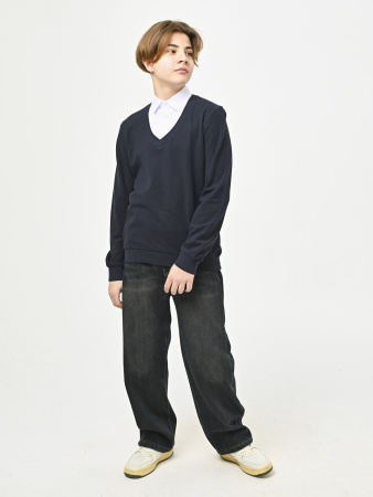 5003 Джемпер/обманка д/м (темно-синий,белый весь размерный ряд)