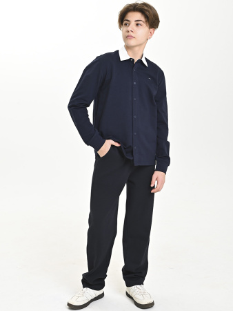 4816 Рубашка трик.(батал) дл.р. д/м (темно-синий,белый весь размерный ряд)