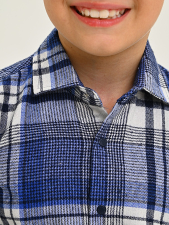 2693 Рубашка д/м клетка  (синий,кремовый весь размерный ряд)