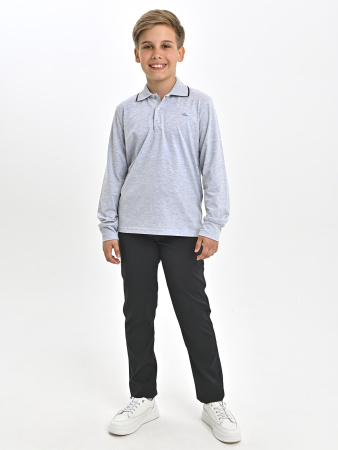 4134 Поло д/м дл.р. (серый меланж весь размерный ряд)