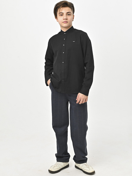 4775 Рубашка (батал) дл.р. д/м (черный весь размерный ряд)