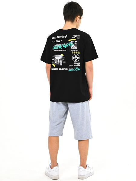 3023 Футболка д/м (черный весь размерный ряд)