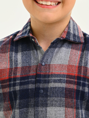 2693 Рубашка д/м клетка  (синий,красный весь размерный ряд)