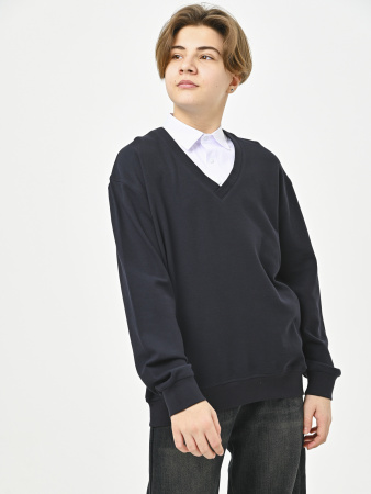 5003 Джемпер/обманка д/м (темно-синий,белый весь размерный ряд)