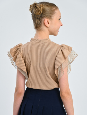 K-006KG Блузка к.р. д/д (коричневый весь размерный ряд)