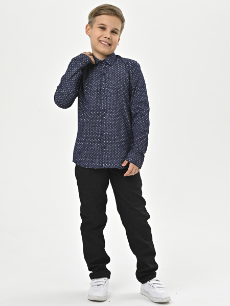 4074 Рубашка дл.р. д/м (темно-синий весь размерный ряд)