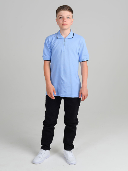 2747 Поло к.р. д/м (голубой весь размерный ряд)