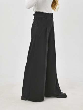 1106K Брюки палаццо д/д (черный весь размерный ряд)