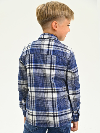 2693 Рубашка д/м клетка  (синий,кремовый весь размерный ряд)
