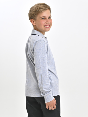 4134 Поло д/м дл.р. (серый меланж весь размерный ряд)