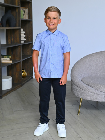 2646 Рубашка к.р. д/м (ярко-голубой весь размерный ряд)