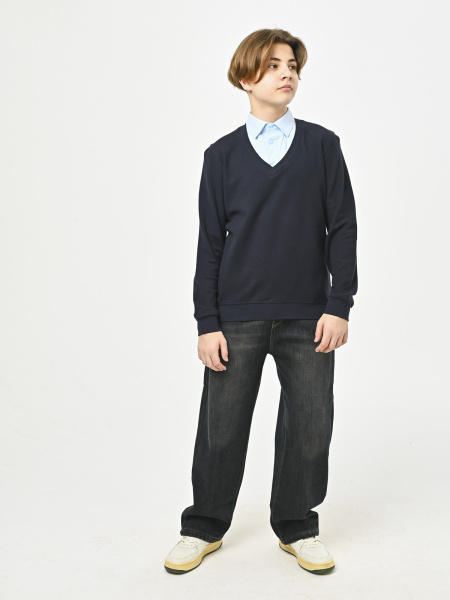 5003 Джемпер/обманка д/м (темно-синий,голубой весь размерный ряд)