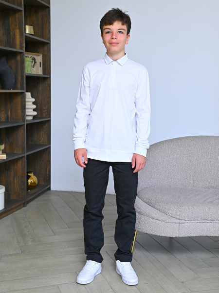 2572 Поло дл.р. д/м (белый весь размерный ряд)