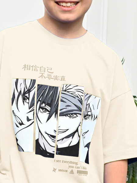 3136 Футболка д/м оверсайз (бежевый весь размерный ряд)