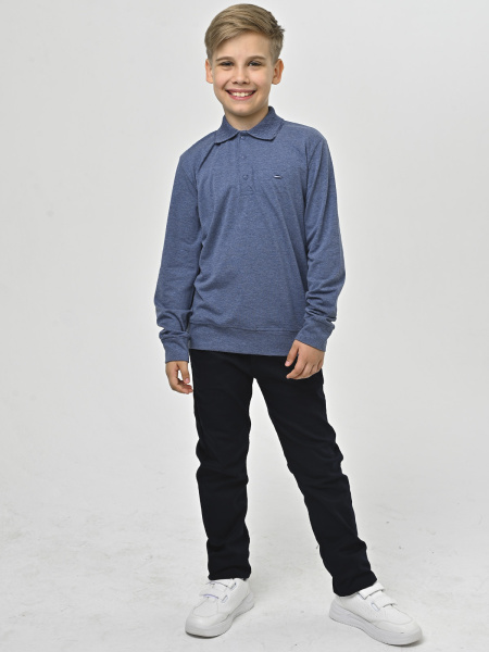 4224 Поло д/м дл.р. (джинсовый меланж весь размерный ряд)