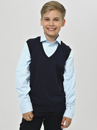 4818 Рубашка/обманка д/м (темно-синий,голубой весь размерный ряд)