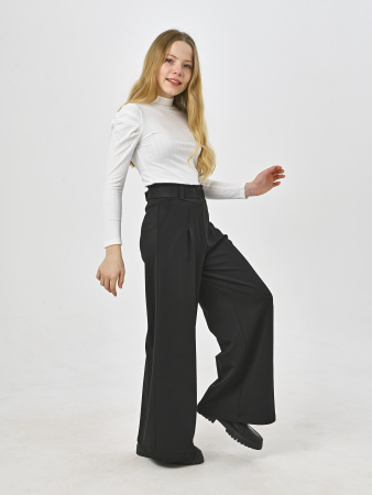 1106K Брюки палаццо д/д (черный весь размерный ряд)