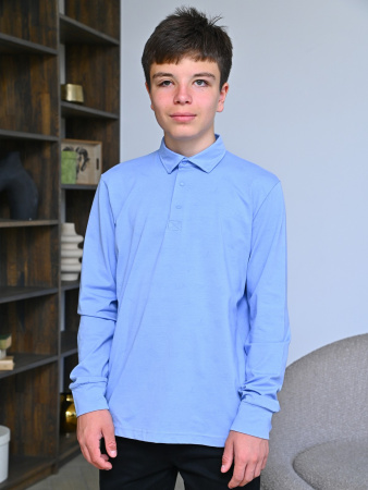 2433 Поло дл.р. д/м (голубой весь размерный ряд)